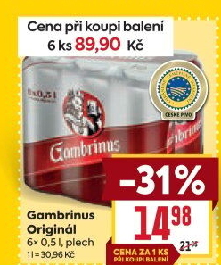 Pivo světlé výčepní Originál 10° Gambrinus
