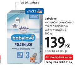 babylove konvenční pokračovací mléčná kojenecká výživa v prášku