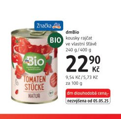 dmBio kousky rajčat ve vlastní šťávě
