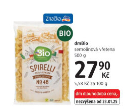 Semolinové těstoviny dm Bio