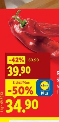 Paprika červená špičatá