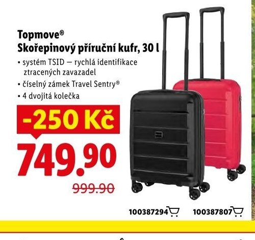 Topmove Skořepinový příruční kufr, 30 l
