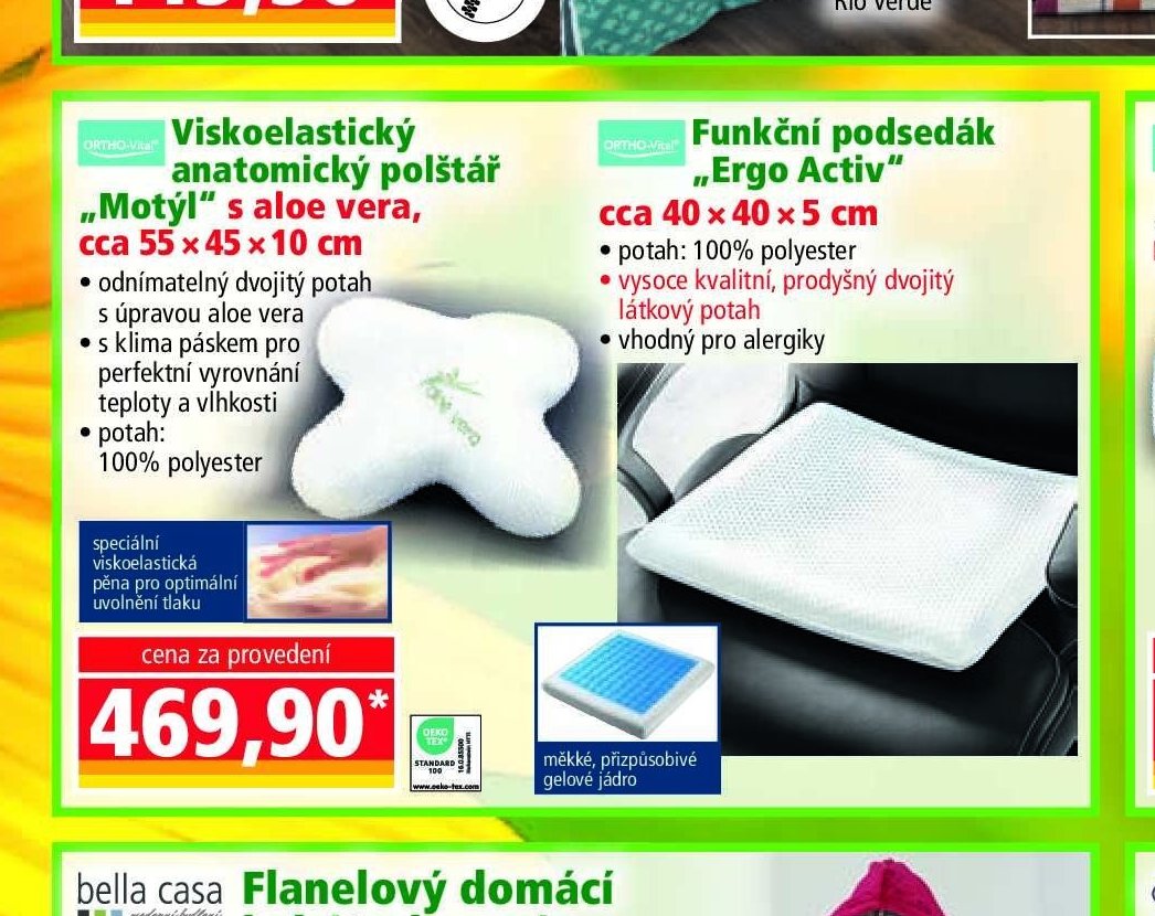 Viskoelastický anatomický polštář „Motyl“ s aloe vera