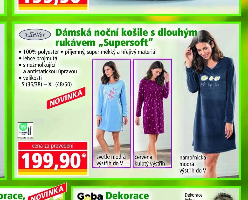 Dámská noční košile s dlouhým rukávem „Supersoft“