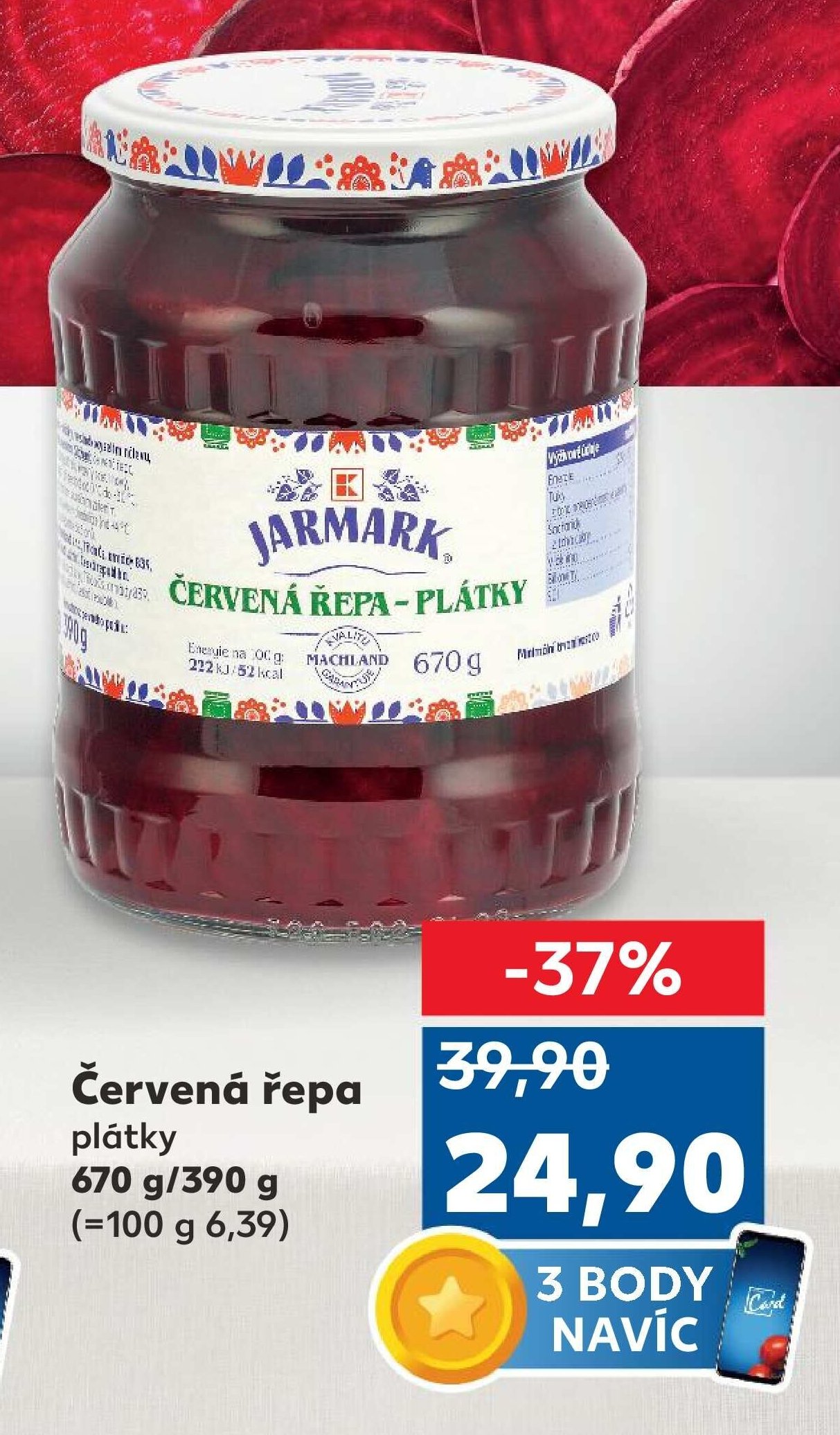 Červená řepa plátky 670 g/390 g