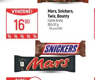 Mars, Snickers, Twix, Bounty