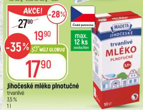 Mléko trvanlivé Jihočeské Madeta - 3,5% plnotučné