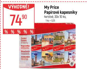 Papírové kapesníčky 4vrstvé My Price