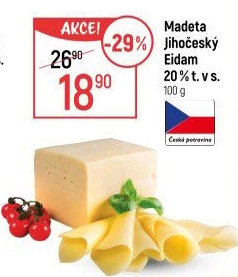 Sýr Eidam Jihočeský 20% Madeta