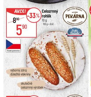 Celozrnný rohlík