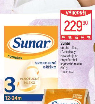 Kojenecká výživa Sunar Complex