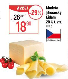 Sýr Eidam Jihočeský 20% Madeta