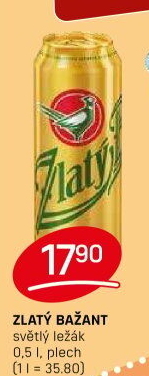 Pivo světlý ležák 12° Zlatý Bažant