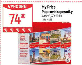 Papírové kapesníčky 4vrstvé My Price