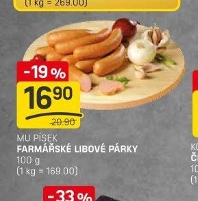 Mu Písek Farmářské libové párky