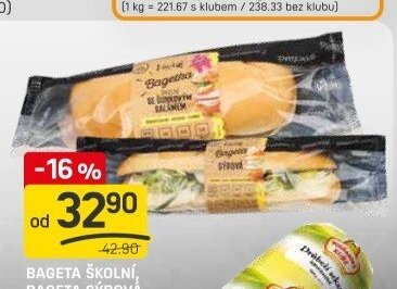 BAGETA ŠKOLNÍ, BAGETA SÝROVÁ 120 - 220 g