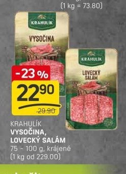 KRAHULÍK VYSOČINA, LOVECKÝ SALÁM 75 - 100 g