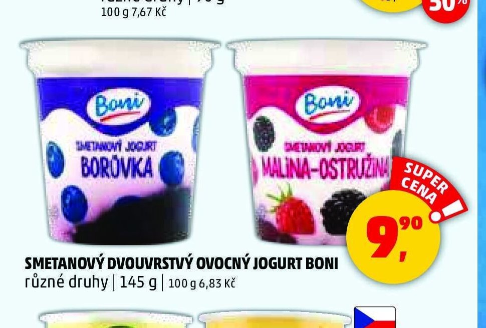 Smetanový ovocný jogurt Boni
