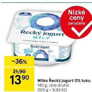 Bílý jogurt řecký 0% Milko
