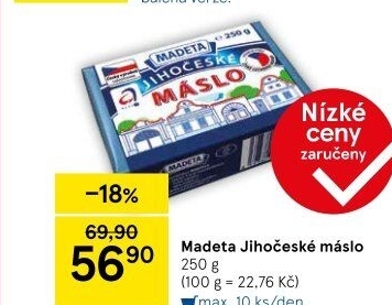 Máslo Jihočeské Madeta