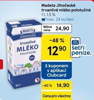 Mléko trvanlivé Jihočeské Madeta - 1,5% polotučné