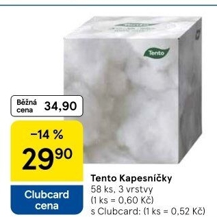 Papírové kapesníčky 3vrstvé Tento - box