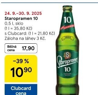 Pivo světlé výčepní 10° Staropramen