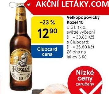 Pivo světlé výčepní 10°Velkopopovický Kozel