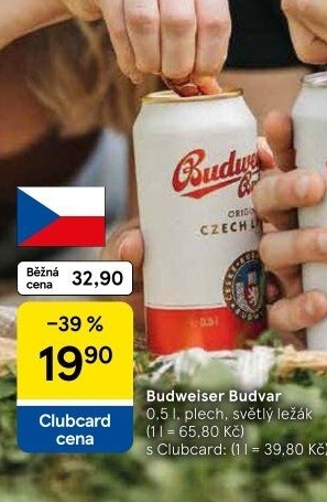 Pivo světlý ležák Original Budweiser Budvar