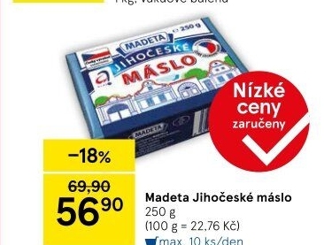Máslo Jihočeské Madeta