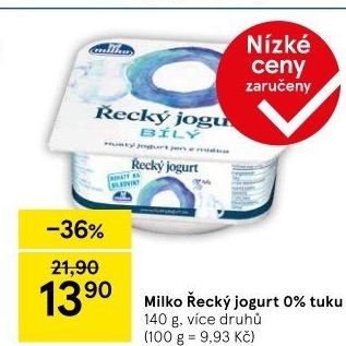 Ochucený jogurt řecký 0% Milko