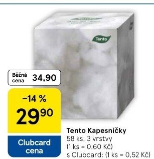 Papírové kapesníčky 3vrstvé Tento - box