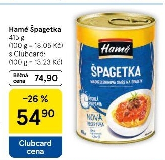 Špagetka Hamé - konzerva