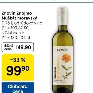 Víno Muškát moravský Znovín Znojmo