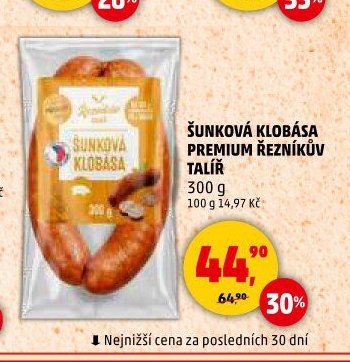ŠUNKOVÁ KLOBÁSA PREMIUM ŘEZNÍKŮV TALÍŘ 300 g