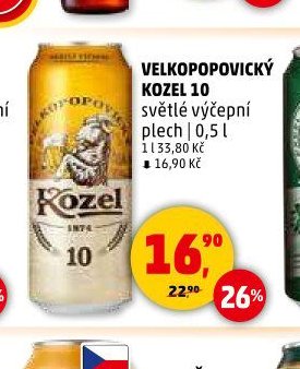 VELKOPOPOVICKÝ KOZEL 10 světlé výčepní plech