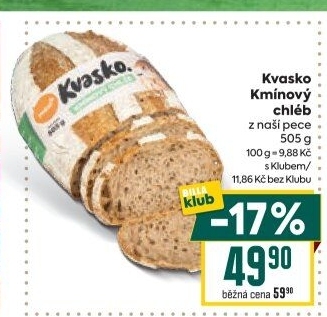 Chléb kmínový Kvasko Minit