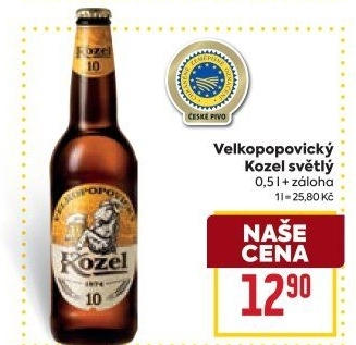 Pivo světlé výčepní 10°Velkopopovický Kozel