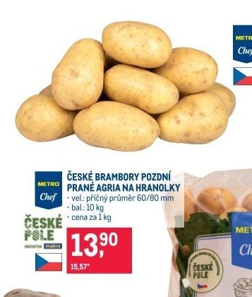 ČESKÉ BRAMBORY POZDNÍ PRANÉ AGRIA NA HRANOLKY