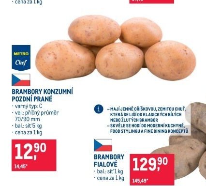 BRAMBORY KONZUMNÍ POZDNÍ PRANÉ