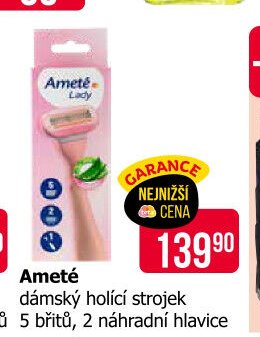 Ameté dámský holicí strojek 5 břitů, 2 náhradní hlavice