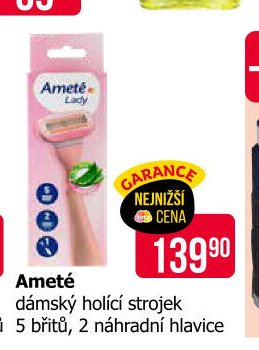 Ameté dámský holicí strojek 5 břitů, 2 náhradní hlavice