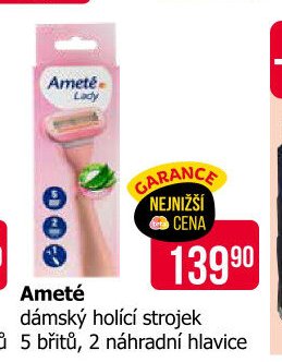 Ameté dámský holicí strojek 5 břitů, 2 náhradní hlavice