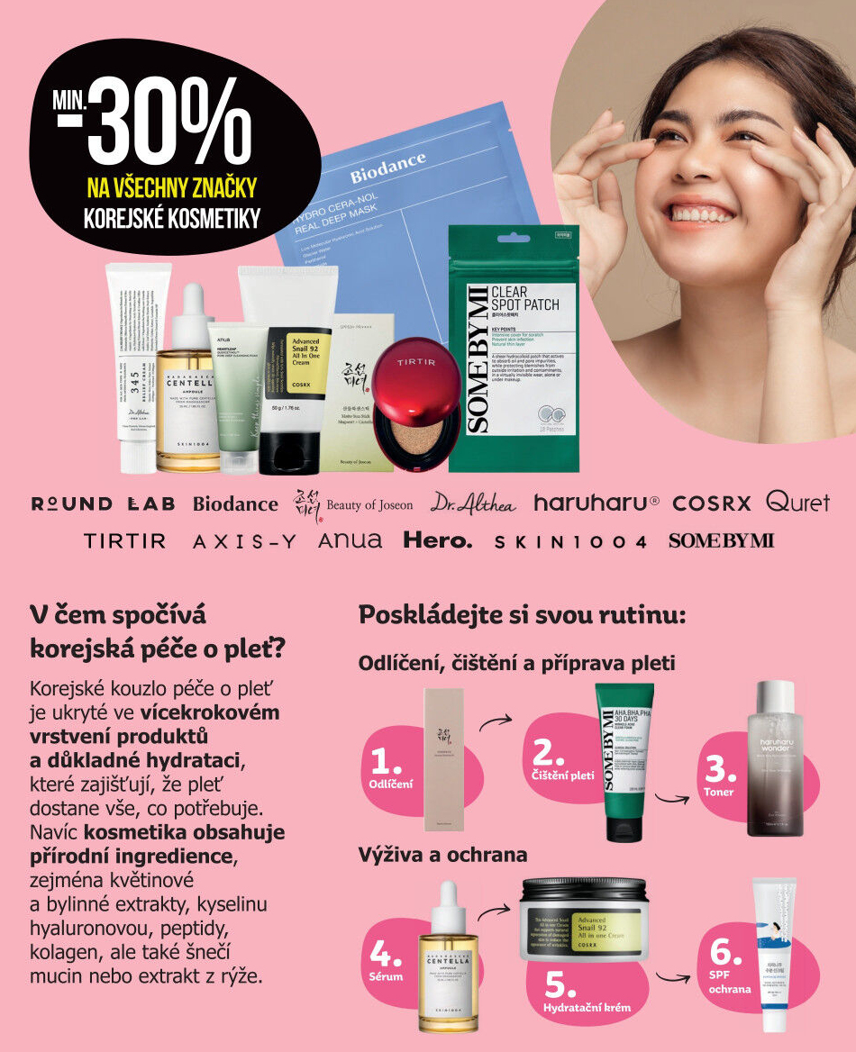 Min. -30 % na všechny značky korejské kosmetiky
