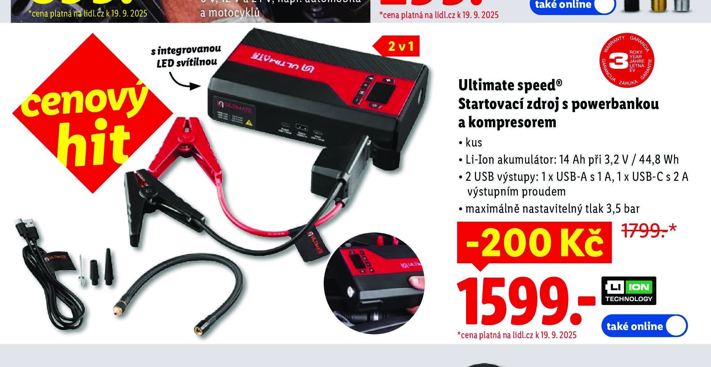 Ultimate speed Startovací zdroj s powerbankou a kompresorem