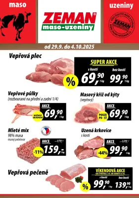 akční leták ZEMAN maso - uzeniny 29.9.2025-4.10.2025