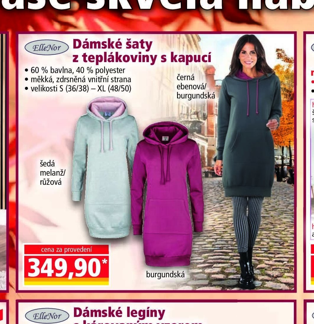 Dámské šaty s teplákoviny s kapucí