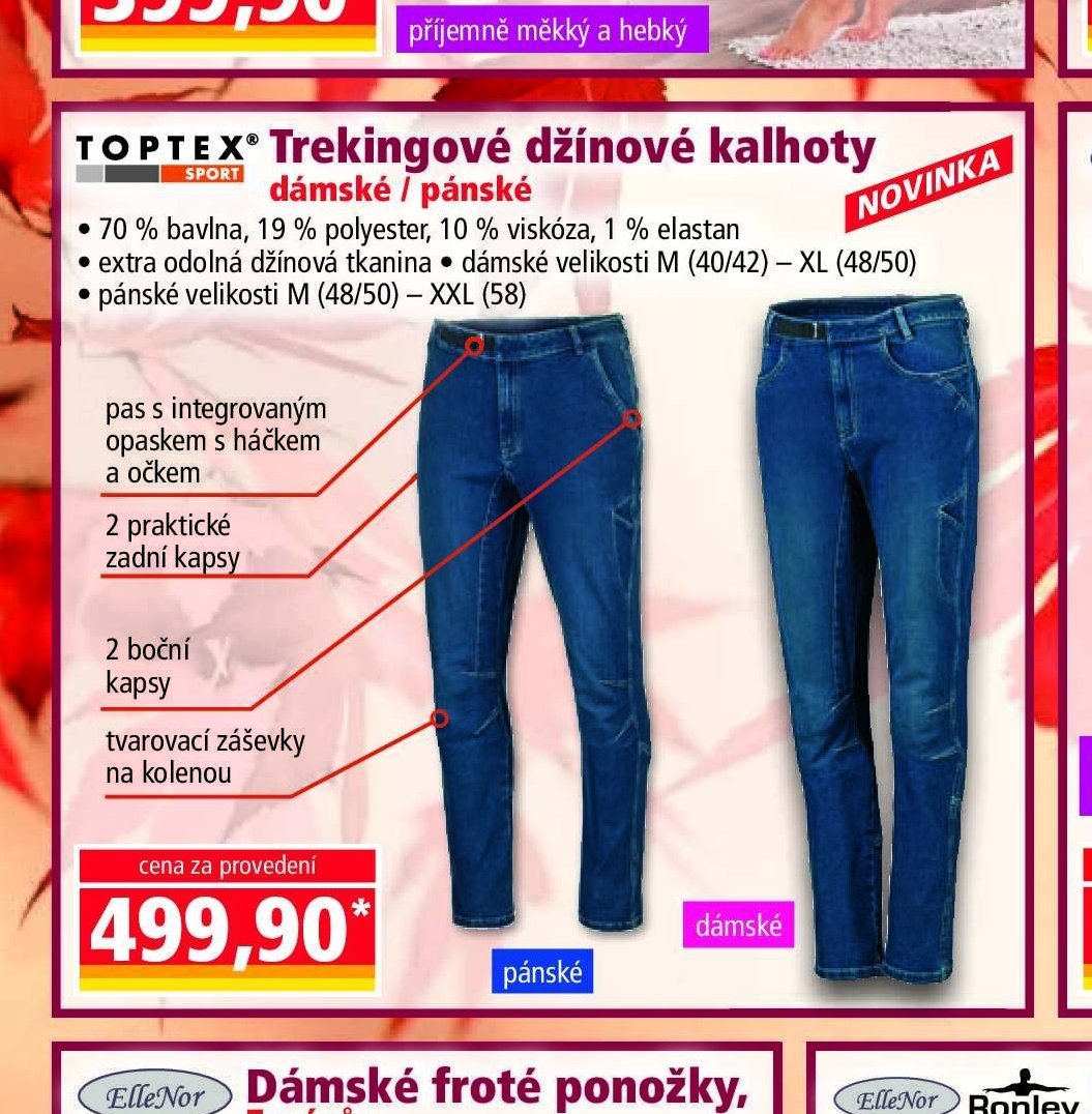 Trekingové džínové kalhoty dámské / pánské