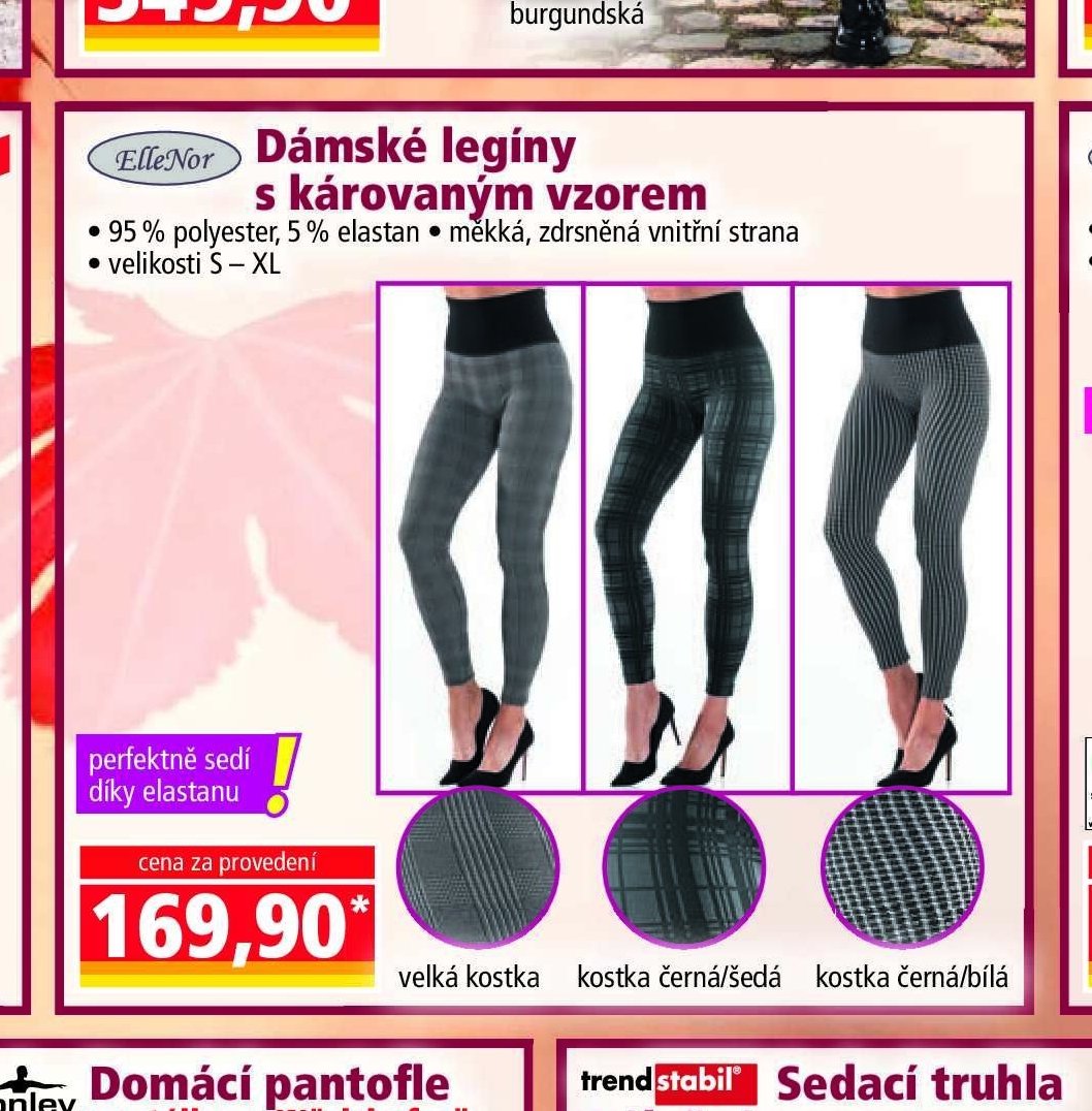 Dámské legíny s károvaným vzorem