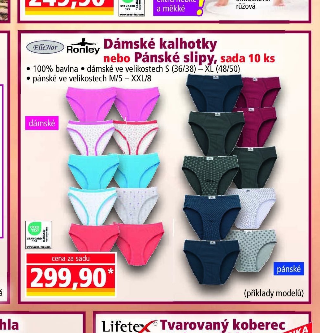 Dámské kalhotky nebo Pánské slipy, sada 10 ks
